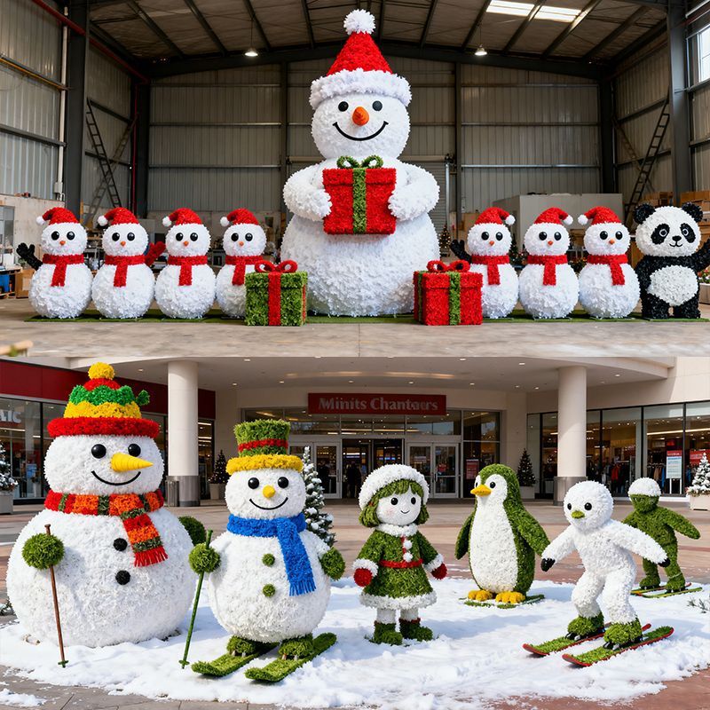 创意雪人草皮美陈装置雕塑摆件