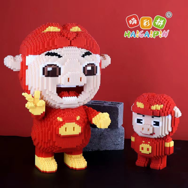 新品爆款猪猪侠摆件拼插积木小颗粒益智儿童拼装玩具礼物送男孩