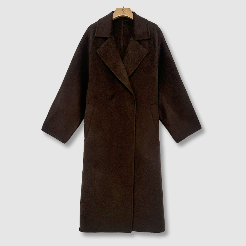 【大潘专享】纯牦牛翻领中长款大衣外套 HW260-100MNR