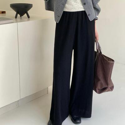 【DaFangLady张大方】肌理针织阔腿裤女宽松拖地裤F19-855