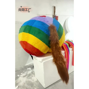 新款2026马年拍马屁毛绒美陈商场dp点装饰打卡道具互动装置