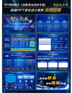 PPT科技互联网高教赛道挑战杯17页满就送热卖模板疯狂促销蓝色vip
