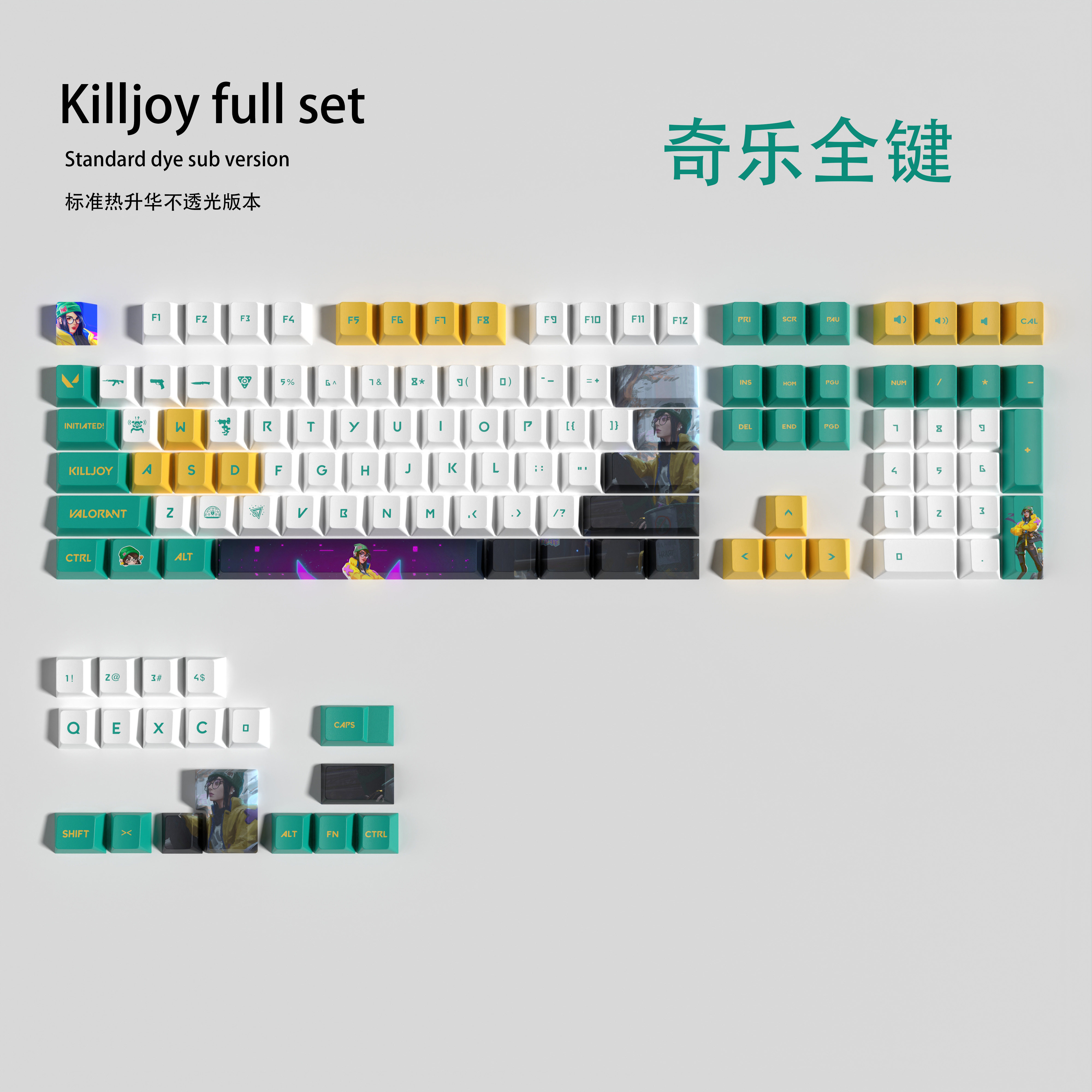 두려움없는 계약 키캡 KILLJOY 전체 키 키캡 용기있는 KILLJOY 키캡 측면 새겨진 반투명 키캡 전체