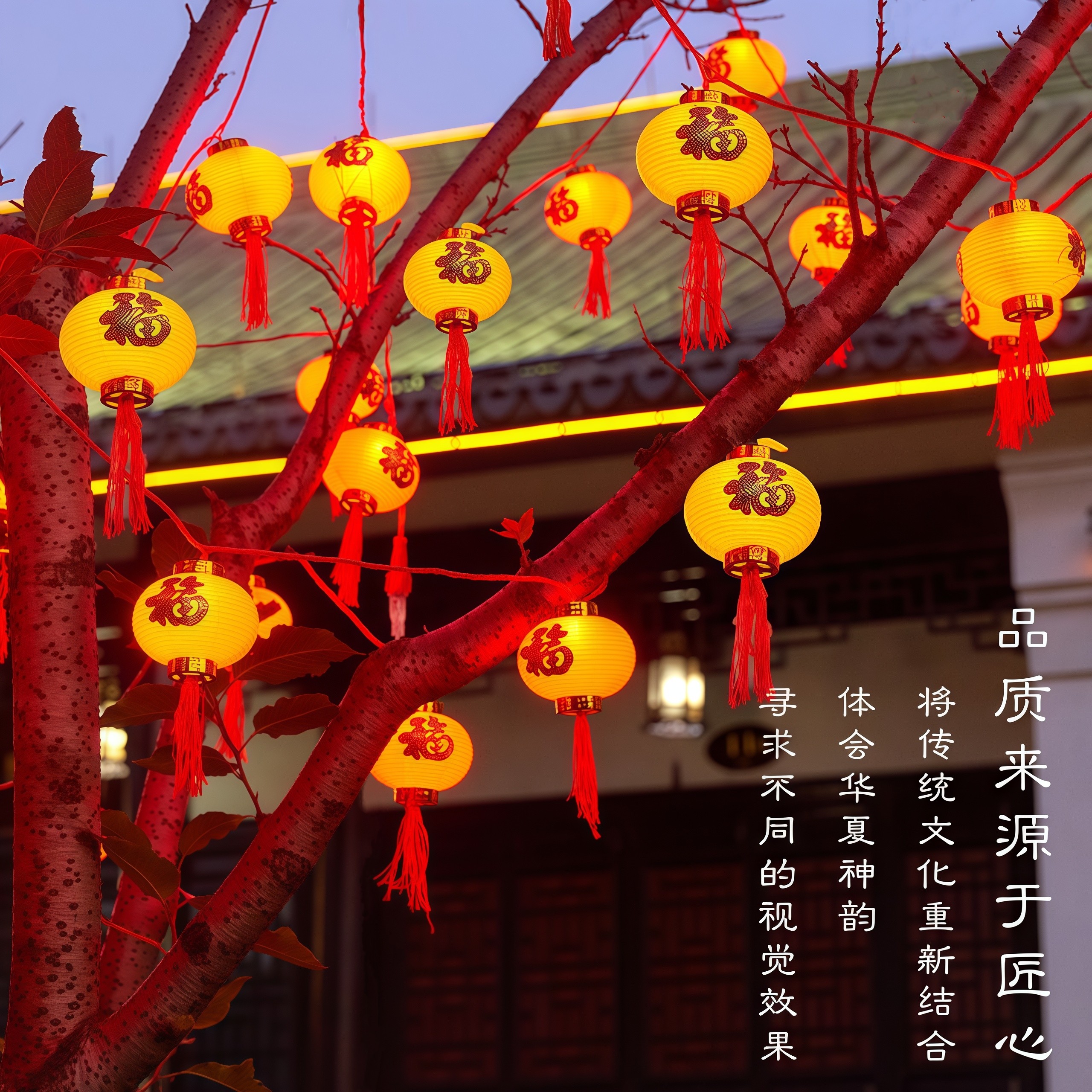 中式福字红灯笼新年装饰彩灯串灯