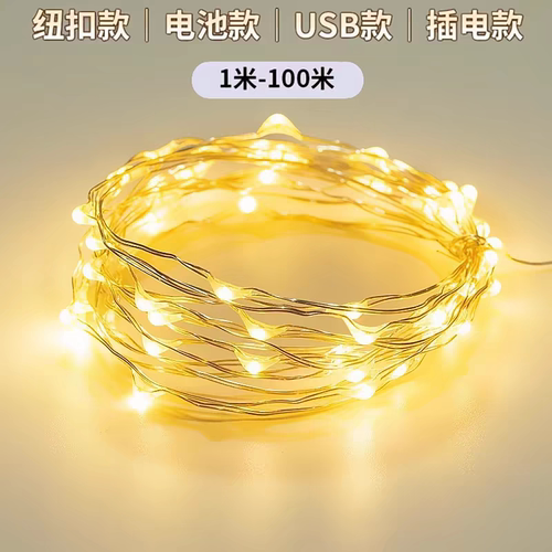 LED铜线灯小彩灯闪灯满天星迷你纽扣灯卧室装饰求婚道具氛围灯串