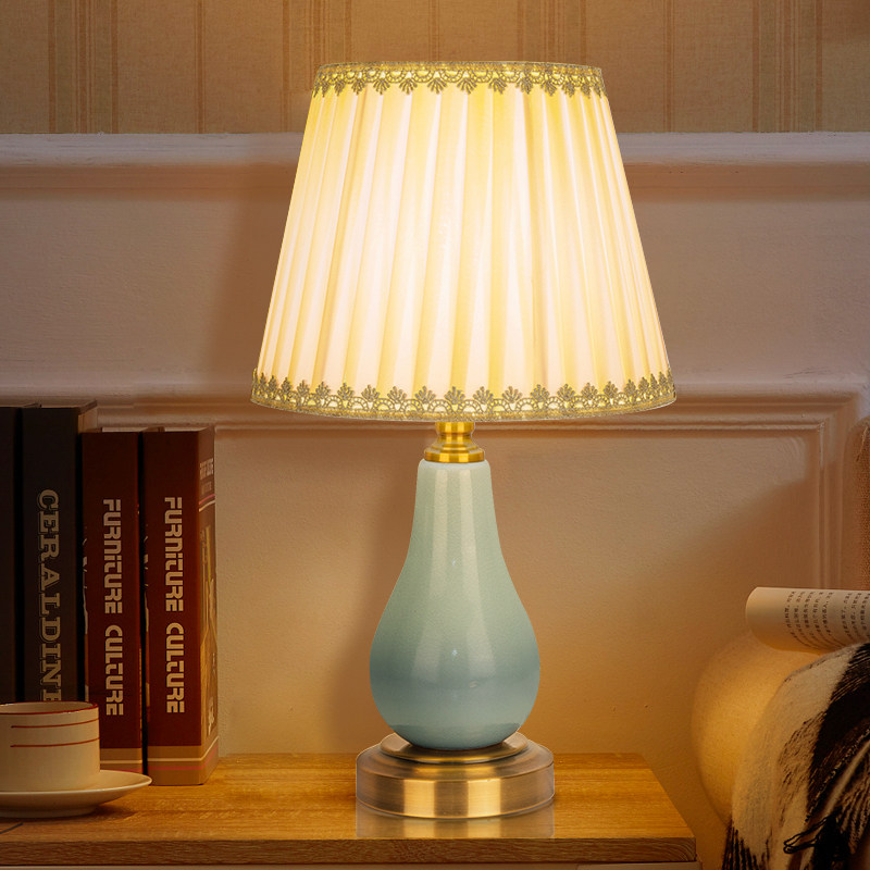 美式简约现代轻奢客厅书房卧室床头柜陶瓷台灯具新婚房调光装饰灯,家装灯饰光源,装饰台灯,淘宝优惠券,粉丝福利购,淘宝优惠卷