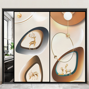 厨房推拉门玻璃贴纸透光不透明北欧简约轻奢客厅餐厅装饰防撞贴膜