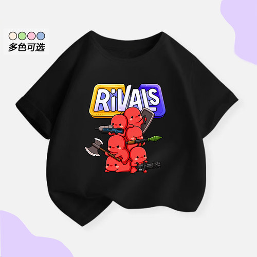 跨境新品Roblox rivals衣服儿童t恤短袖夏装圆领半袖男女童上衣服