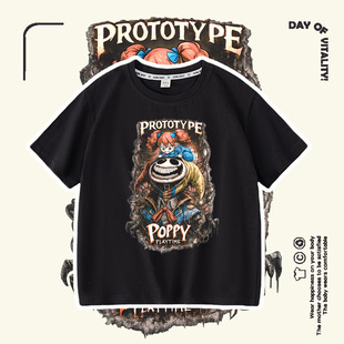 游戏poppy playtime prototype 男女童夏装短袖t恤衣服儿童上衣服