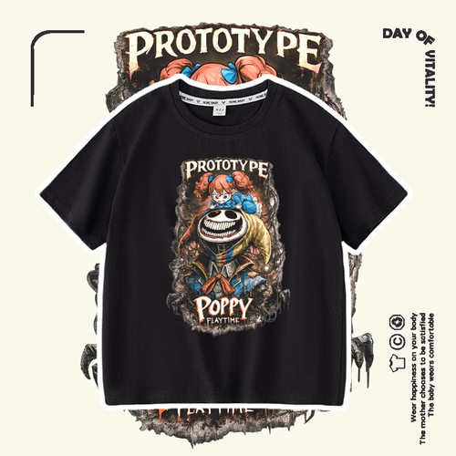 游戏poppy playtime prototype 男女童夏装短袖t恤衣服儿童上衣服