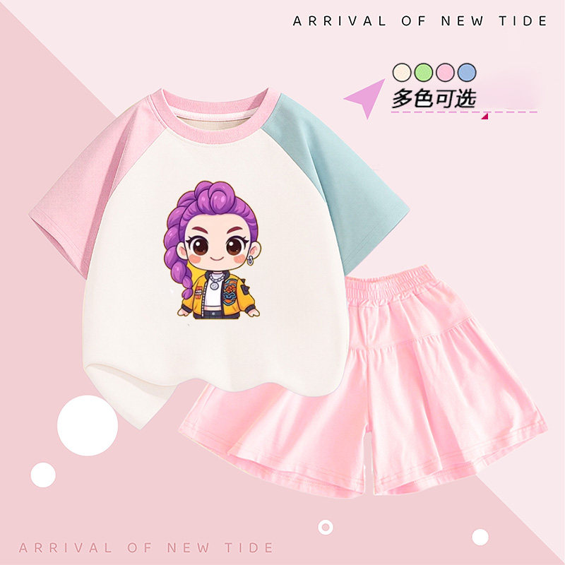 女童裤裙套装猎魔女团KPop Demon Hunters衣服春夏装女宝宝两件套