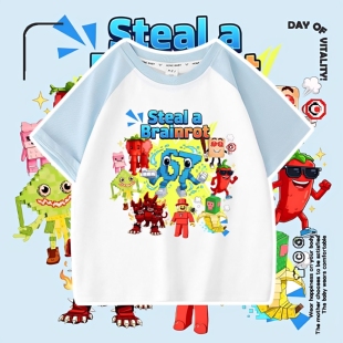 67号偷走脑红山海经短袖 Steal Brainrot 男女童插肩上衣 T恤夏季