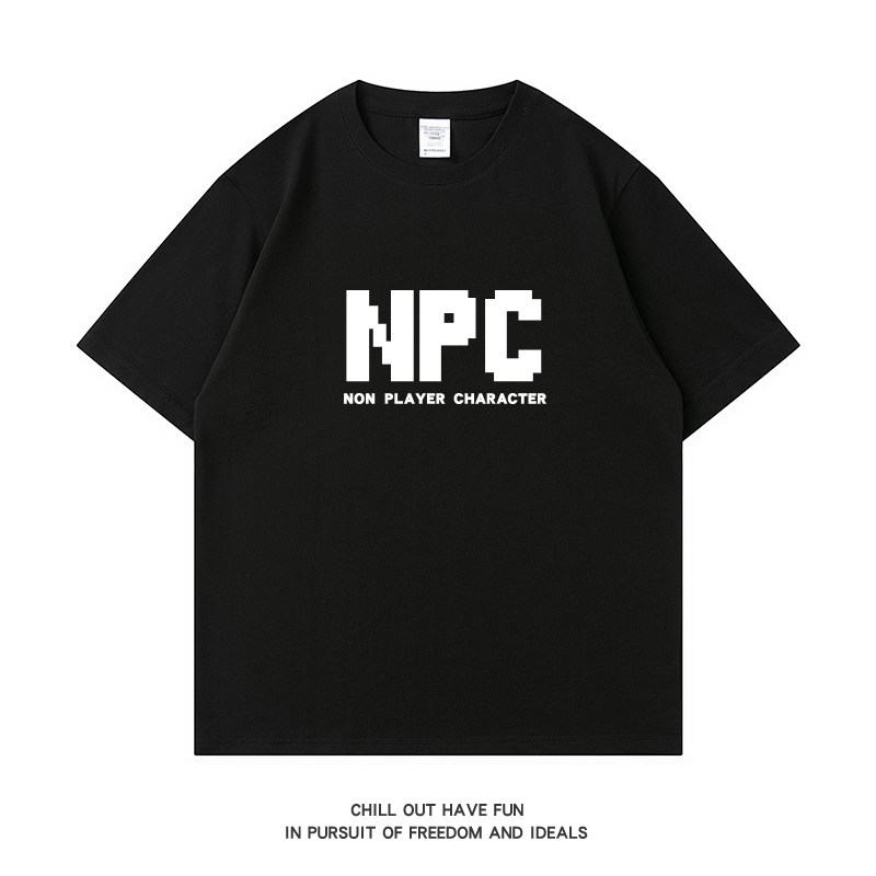 【NPC非玩家】夏季趣味搞笑字母短袖t恤中大童纯棉宽松大码半袖图片