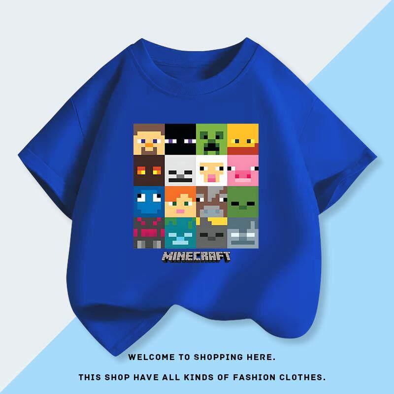 我的世界Minecraft儿童短袖t恤衫短裤男女儿童装学生款半袖上衣服图片
