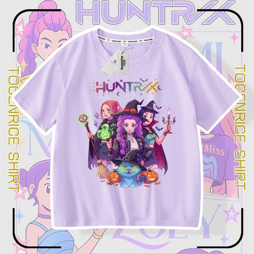 猎魔女团KPop Demon Hunters saja boys短袖T恤休闲宽松儿童上衣