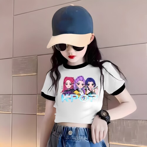 KPOP猎魔女女童修身纯棉T恤