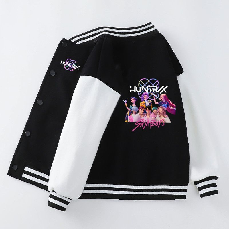 跨境韩版猎魔女团KPop Demon Hunters时尚男童女童棒球服开衫外套