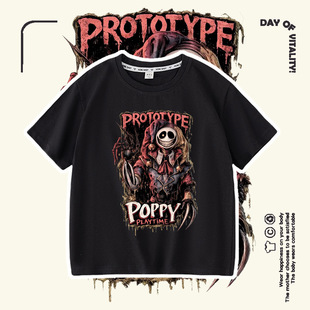 游戏poppy playtime prototype 男女童夏装短袖t恤衣服儿童上衣服
