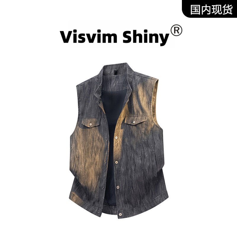 【品牌现货撤柜】VISVIM SHINY复古皮马甲男多口袋春秋季工装背心
