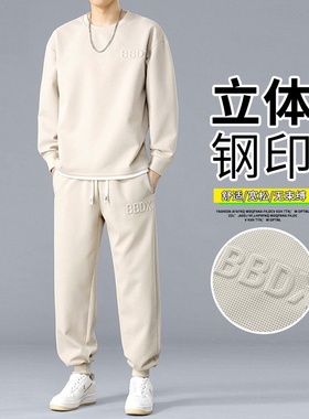 AXWD运动服卫衣套装男秋冬季2025新款加绒加厚休闲大码一整套