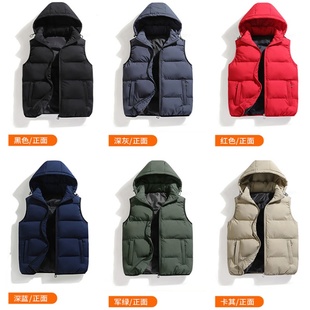 厚款可脱帽男士马甲秋冬坎肩外套无袖夹克羽绒棉背心帅气潮流保暖