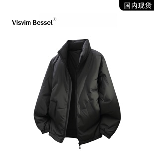 VISVIM BESSEL冬季羽绒服男士加厚保暖防寒黑金立领大码冬装外套