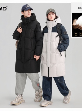 AXWD男士羽绒服冬季2025新款中长款情侣男女同款鸭绒保暖流行外套