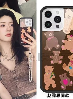 Wildf赵露思同款红色玫瑰黑底粉花系列高版本适用于苹果iPhone17ProMax/16pro/15/14全包硅胶防摔wildflowe