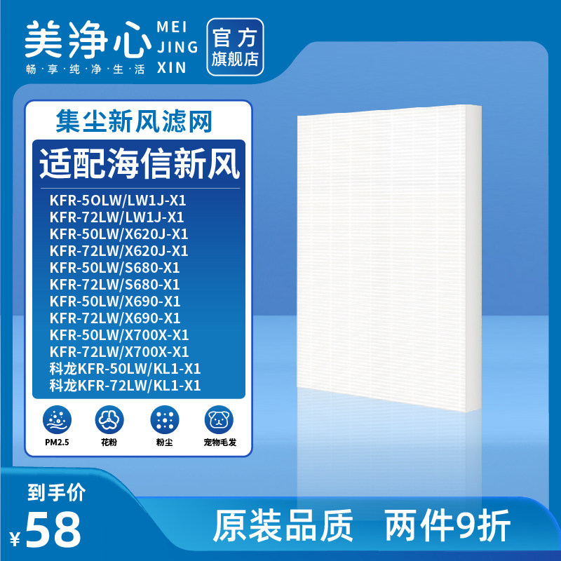 适配海信新风滤芯dha90a1 kfr-50lw/72lw/700x-x1滤网科龙kl1-x1