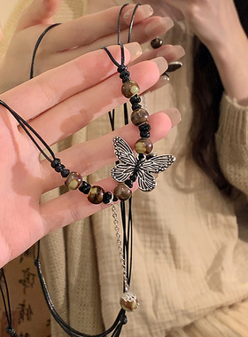棉左合金女中式民族风蝴蝶项链