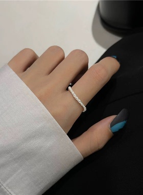 棉左女合金波光粼粼银色戒指女