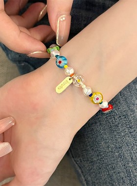 棉左女ins风新潮款糖果色手链