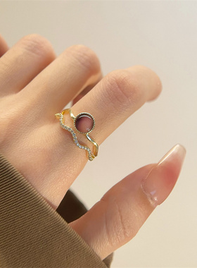 棉左女合金宫廷猫眼石传戒指