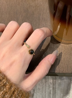 虎眼石开口戒指女复古美拉德轻奢小众独特指环女高级感时尚食指戒