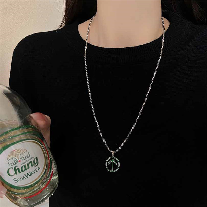 绿码创意项链男女ins嘻哈潮轻奢小众网红甜酷卫衣链高级感情侣