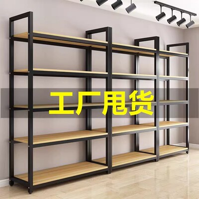 货架钢木厨房置物架超市便利店展示柜鞋包化妆品多层陈列展示书架