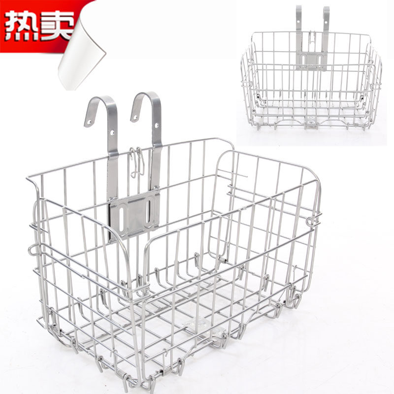 可折叠自行车带盖车筐山地车篮子前后车框车篓侧挂菜篮子加粗加长