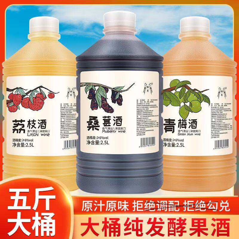 桑葚酒青梅酒5斤桶装荔枝酒女士低度果酒微醺好喝