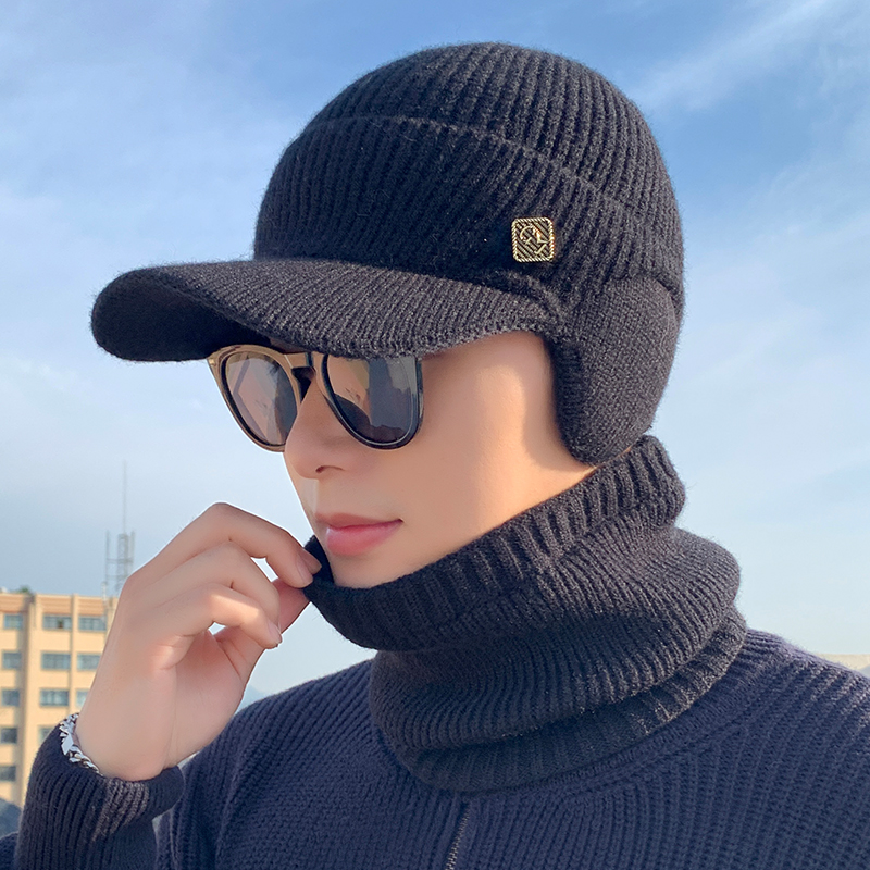 毛线帽潮冬季加绒加厚冷帽护耳