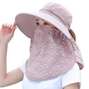 帽子女士夏季干农活防紫外线防晒帽大檐遮脸面罩护颈全脸UV遮阳帽