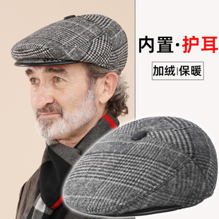 中老年人帽子男款爸爸鸭舌帽秋冬季保暖护耳前进帽爷爷老头加绒帽
