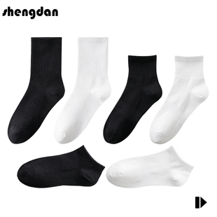 生旦高含棉量情侣款 可穿加固袜头中筒手工缝头纯色高橡筋短袜 四季