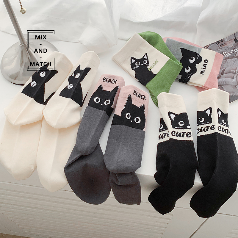 Tormtoe-袜子中筒走到哪跟到哪的小黑球超级百搭可爱的女孩长袜