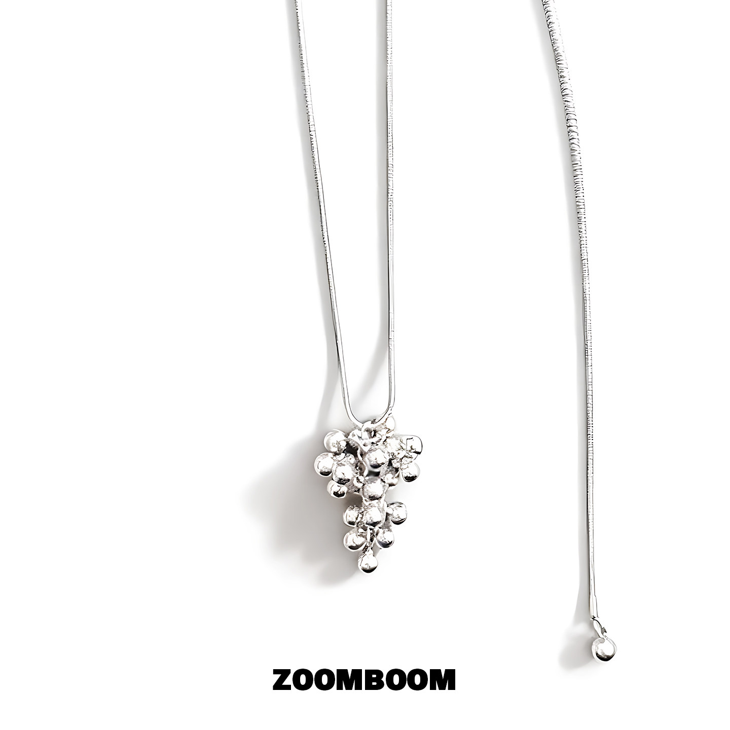 ZOOMBOOM 银色松果串蛇骨链日韩风格百搭款气质长款项链女高级感
