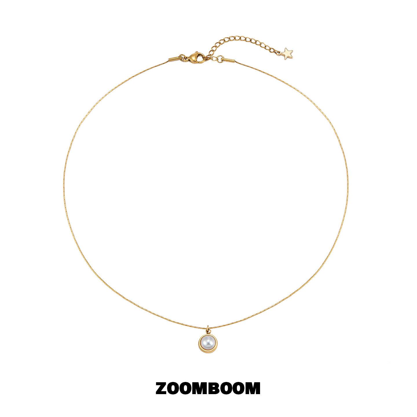 ZOOMBOOM 镀18k金贝珍珠吊坠女项链时尚轻奢锁骨链小香风高级简约