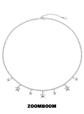 ZOOMBOOM 立体五角星星项链女圆珠锁骨链高级感轻奢简约百搭颈链
