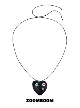 ZOOMBOOM 木质心形花朵吊坠女款加长可调节项链韩版锁骨毛衣链