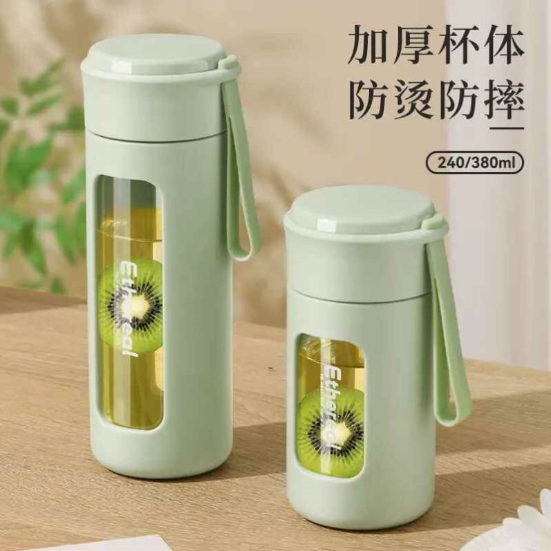 玻璃水杯女生高颜值便携防摔耐高温2025新款简约办公家用泡茶杯子