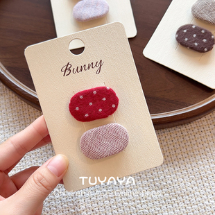 宝宝韩版针织波点发夹女童发夹可爱BB夹小女孩秋冬胎毛夹头饰发卡