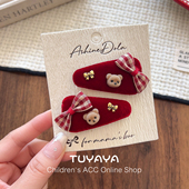 宝宝红色丝绒蝴蝶结发夹儿童侧边碎发刘海夹女孩2026新款 新年头饰